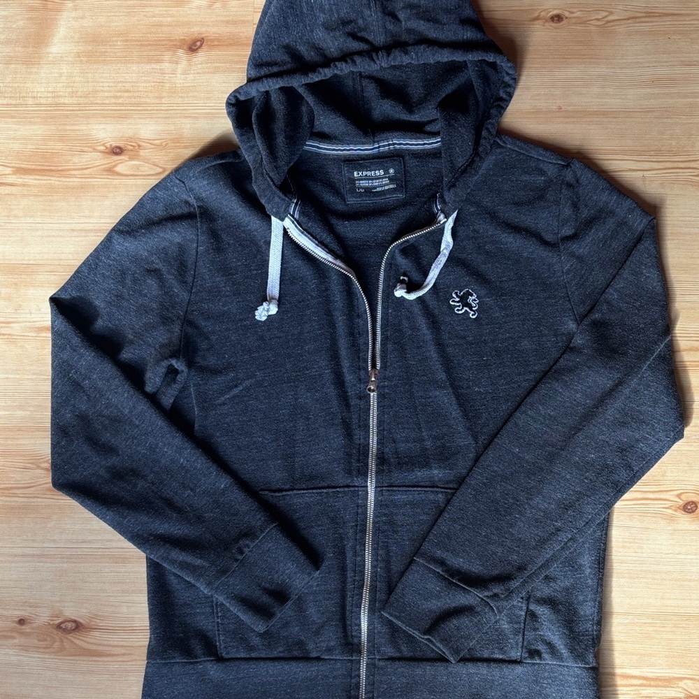 Express Dark Gray Zip Up Sweater